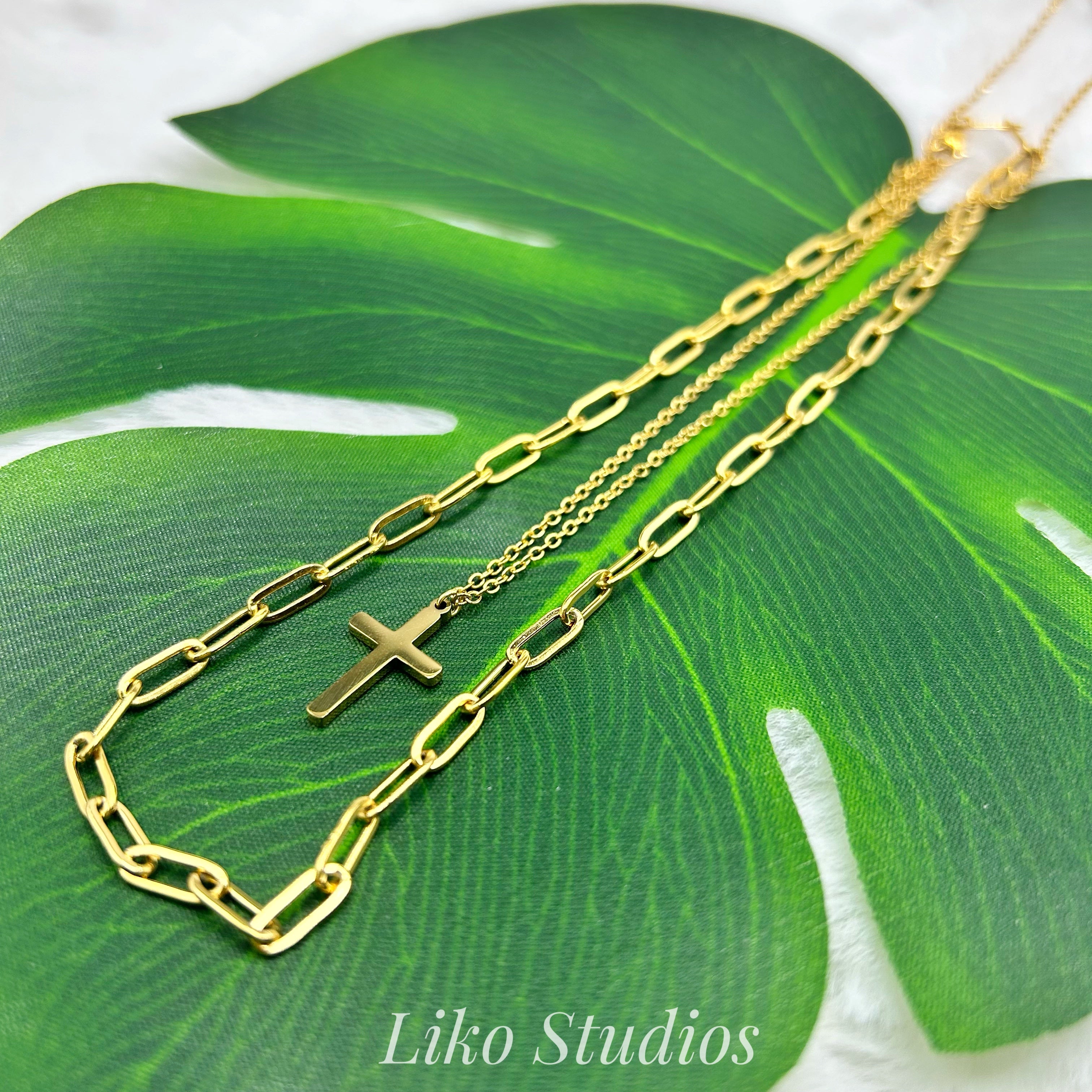 Cross Double Chain Necklace