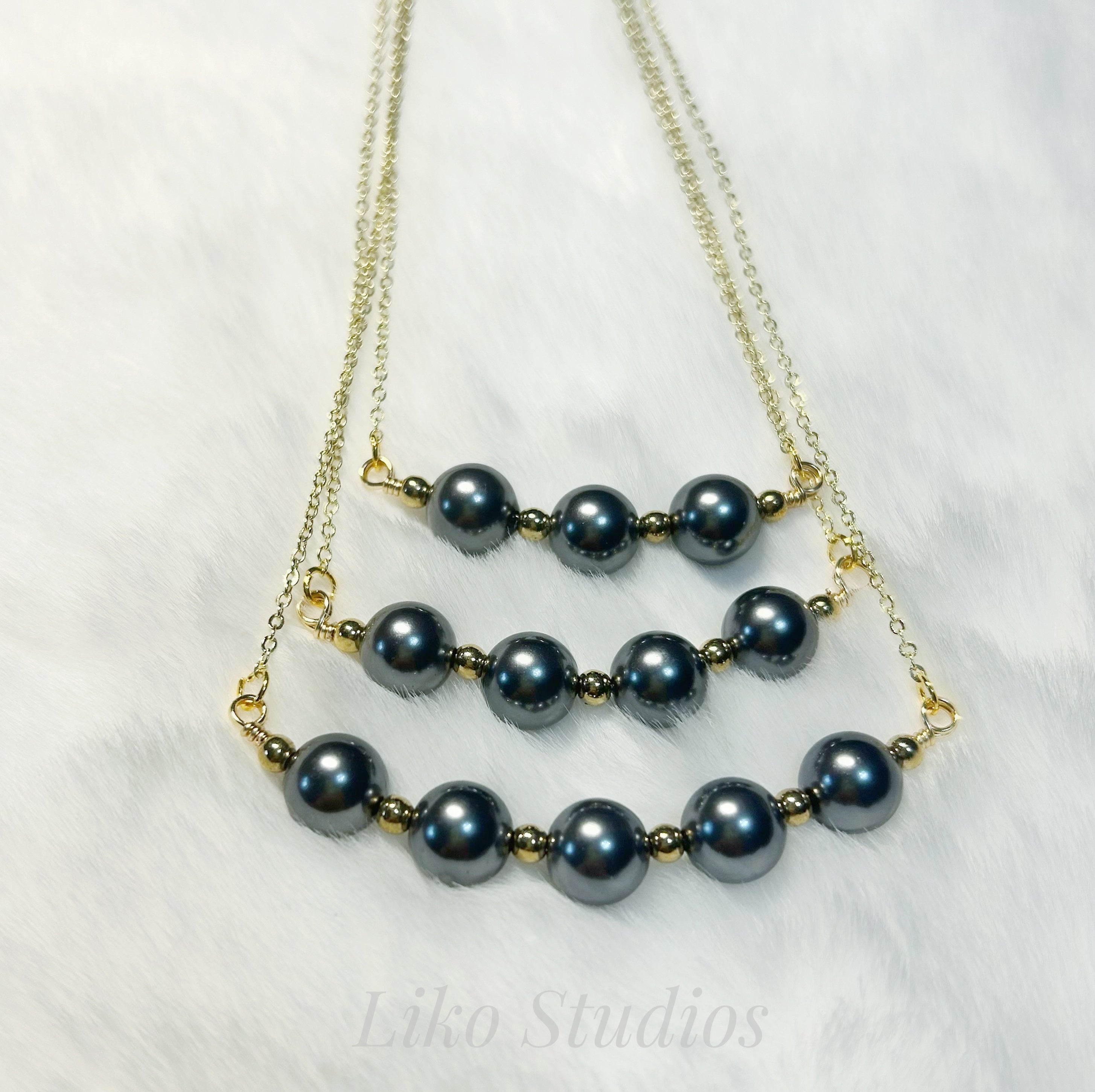 Pearl Bar Necklaces • Gold Plated