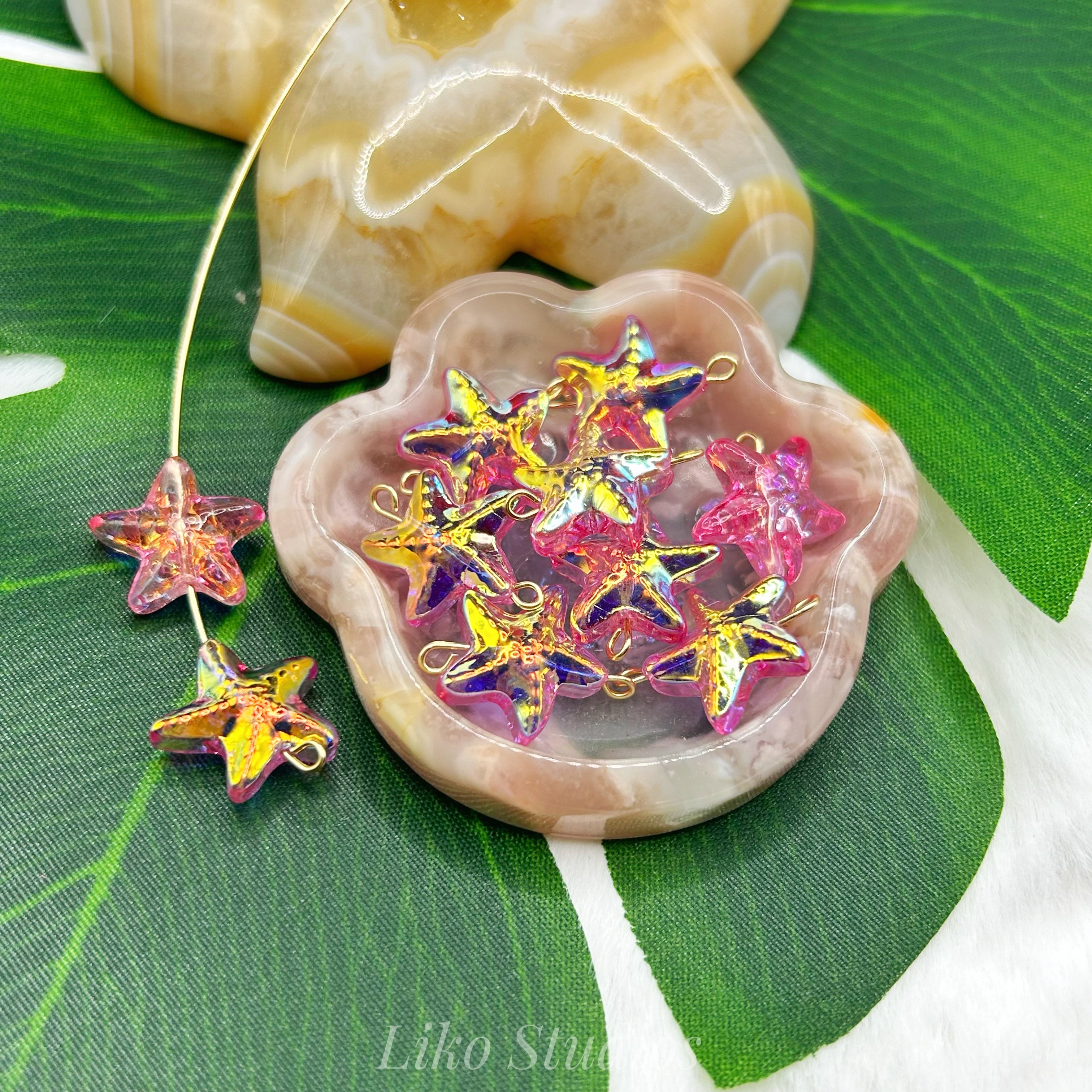 Aura Pink Starfish • Prelooped Beads