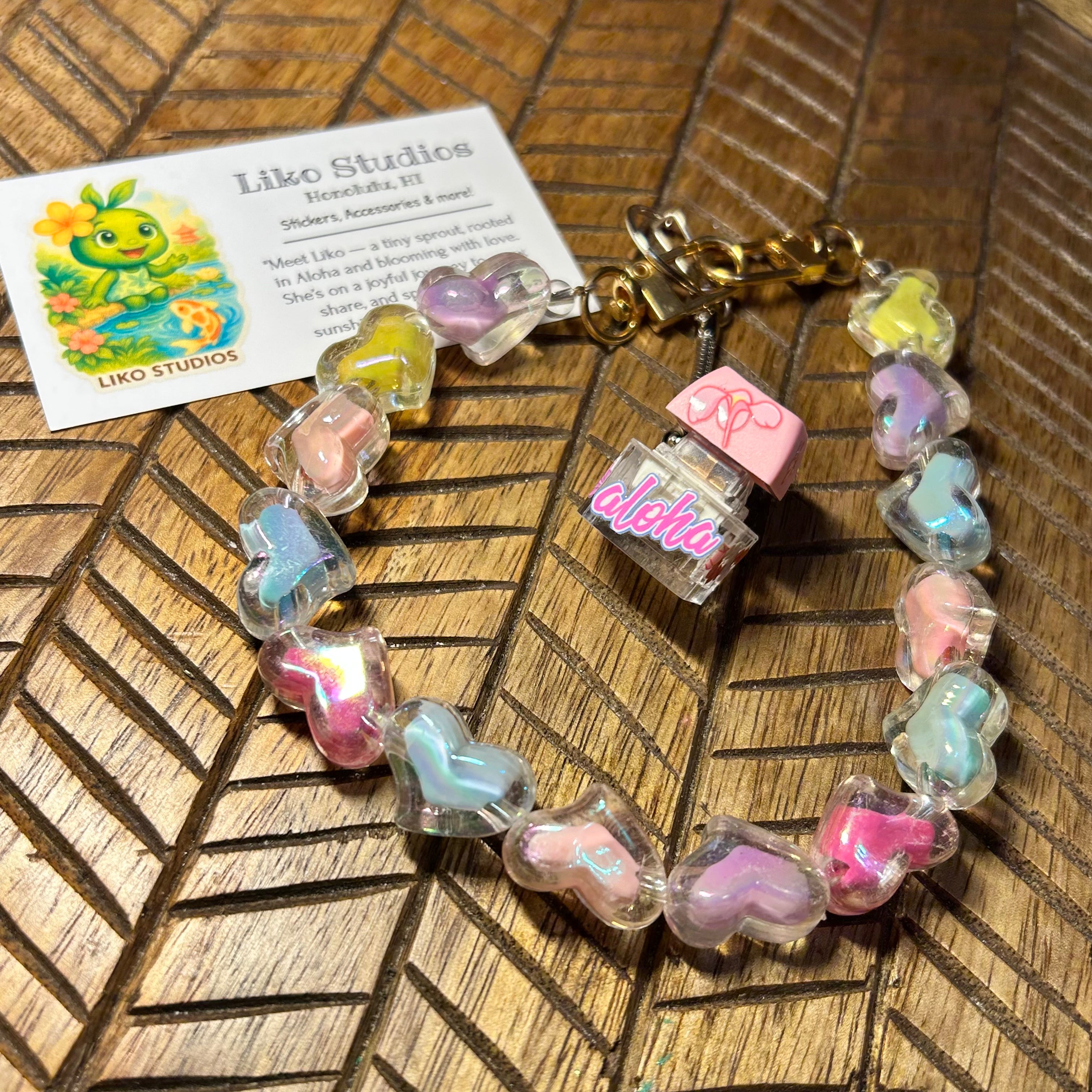 Rainbow Aloha Fidget Keychain