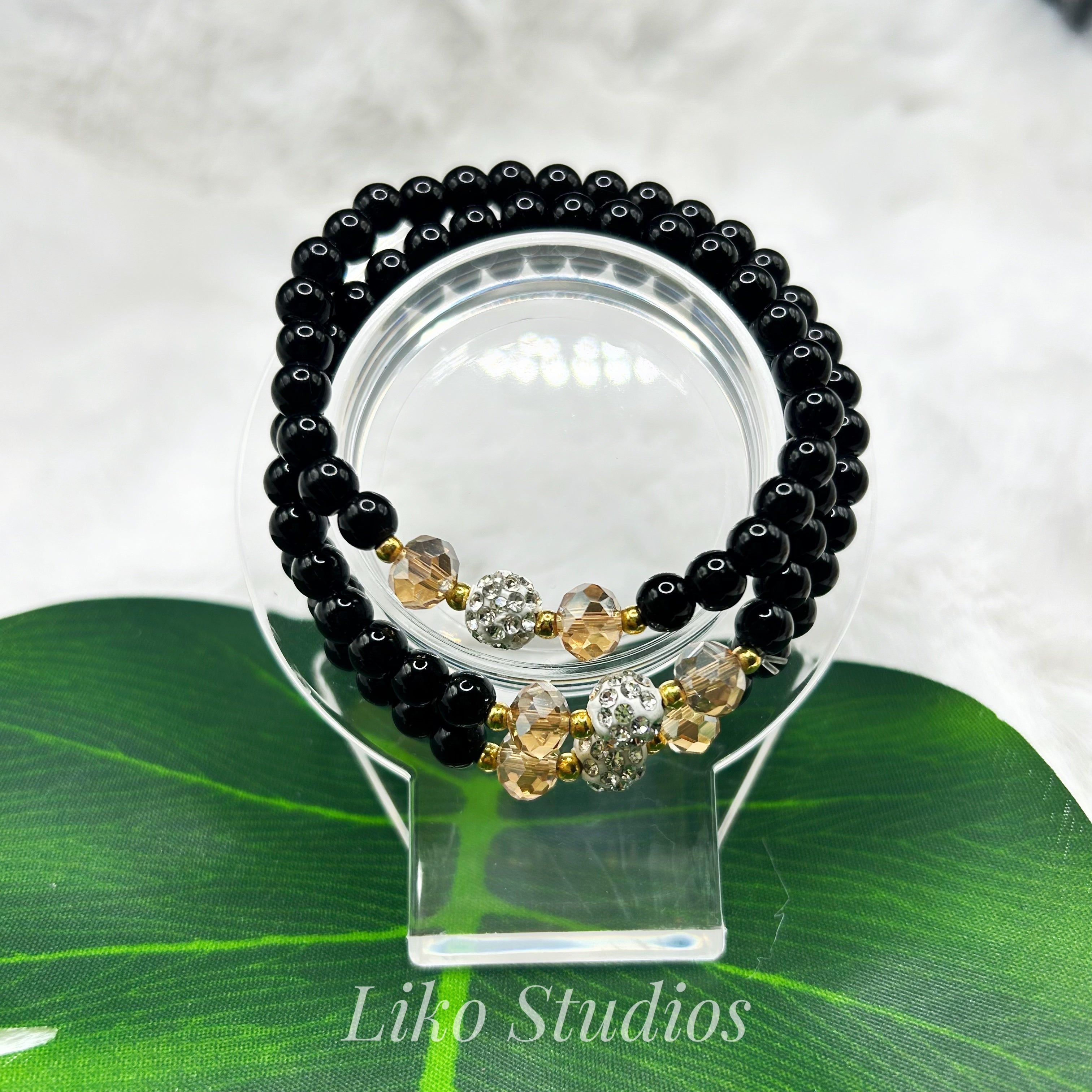Triple Layered Champagne & Black• Bracelet 037