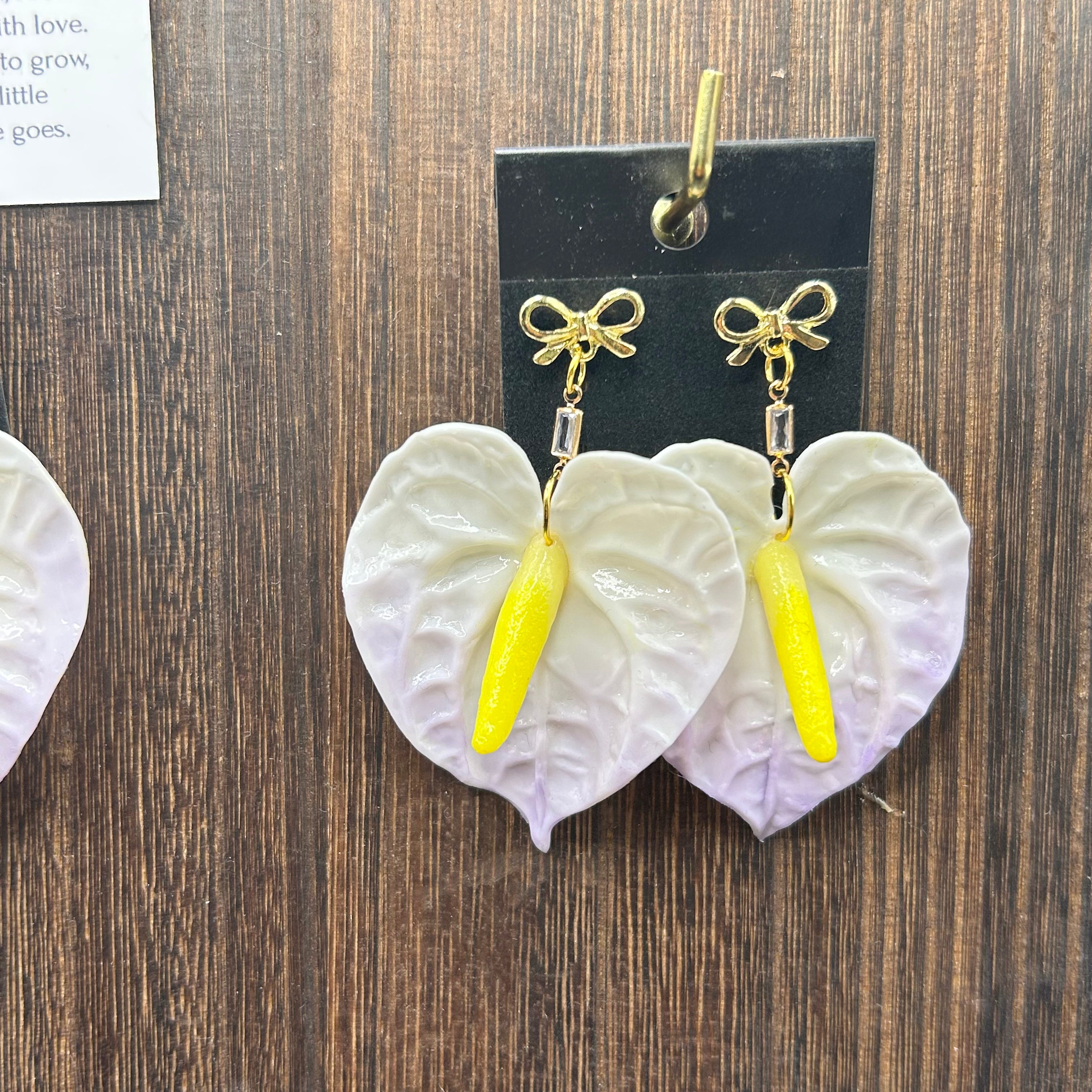 Lilac Anthurium with Bow Stud Earrings