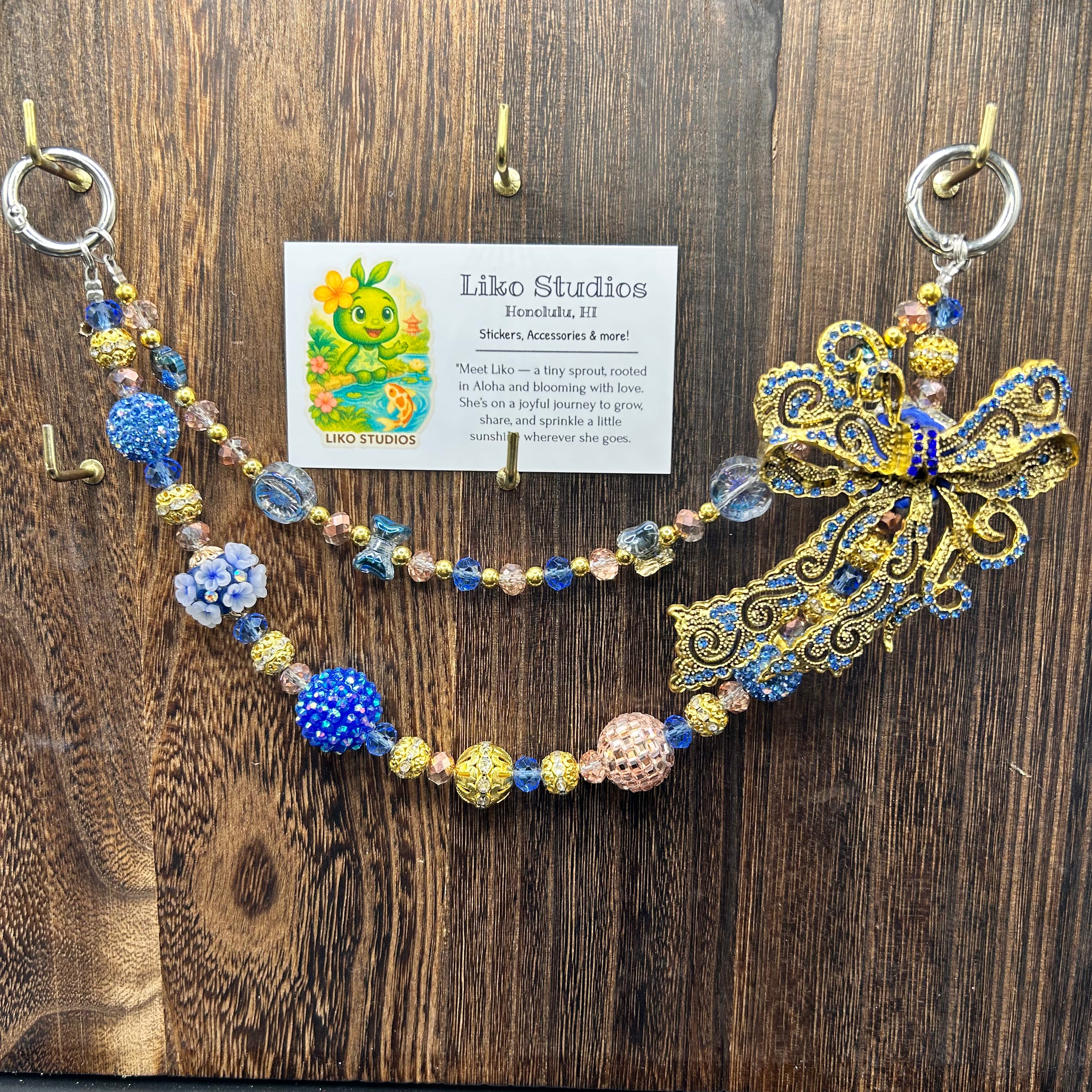 Golden Blue Bow • Luxe Bag Charm