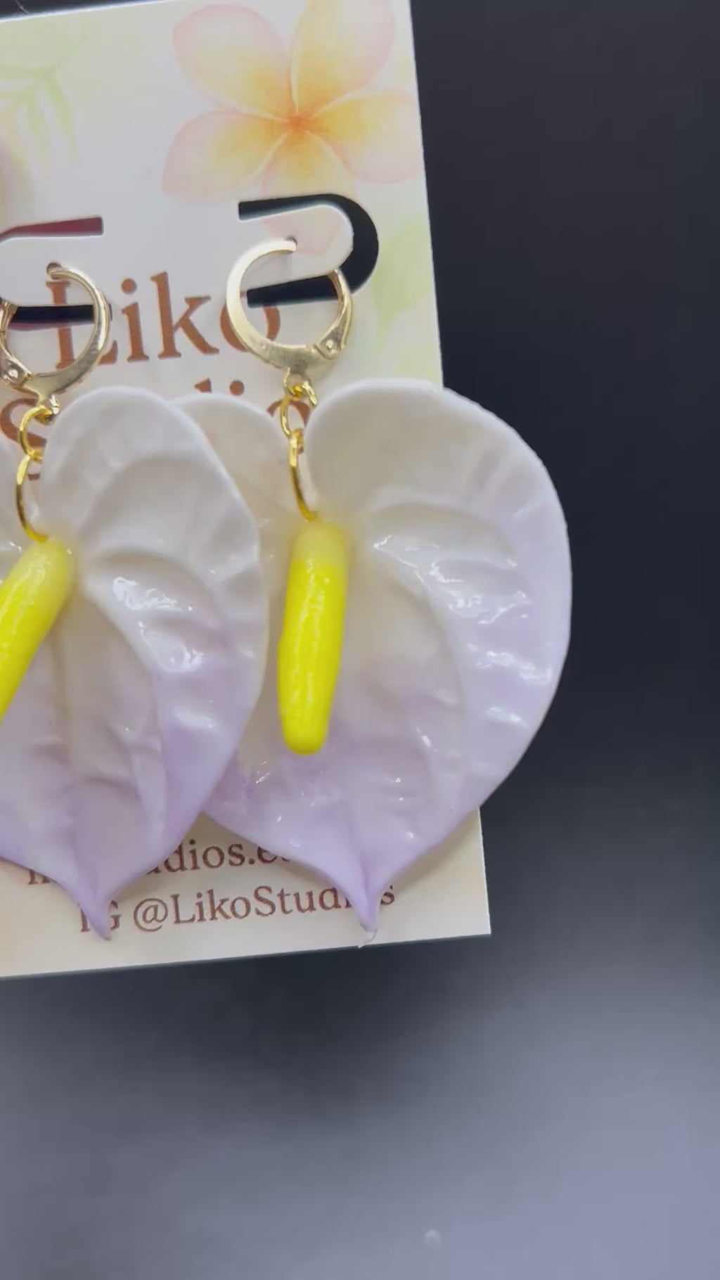 Anthurium Clay Earring Huggies, Lilac