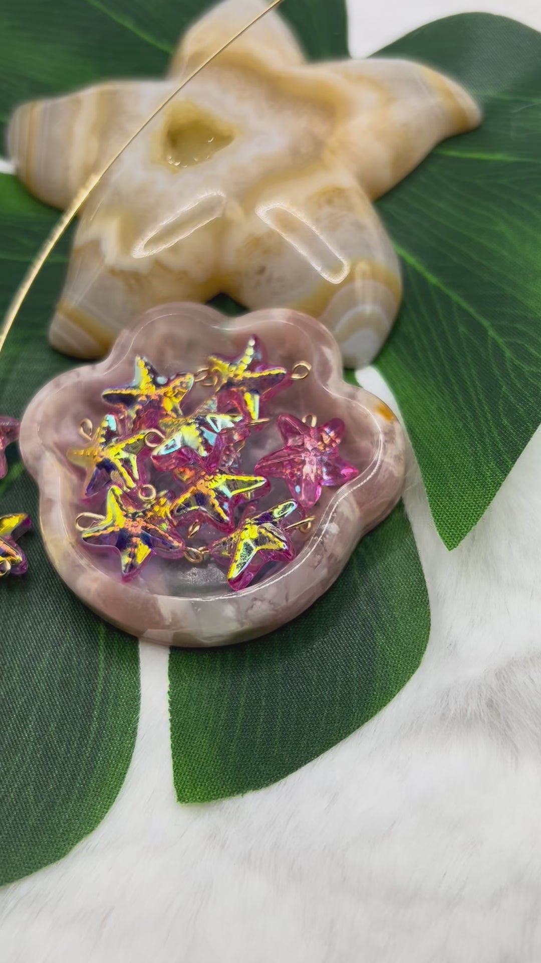 Aura Pink Starfish • Prelooped Beads
