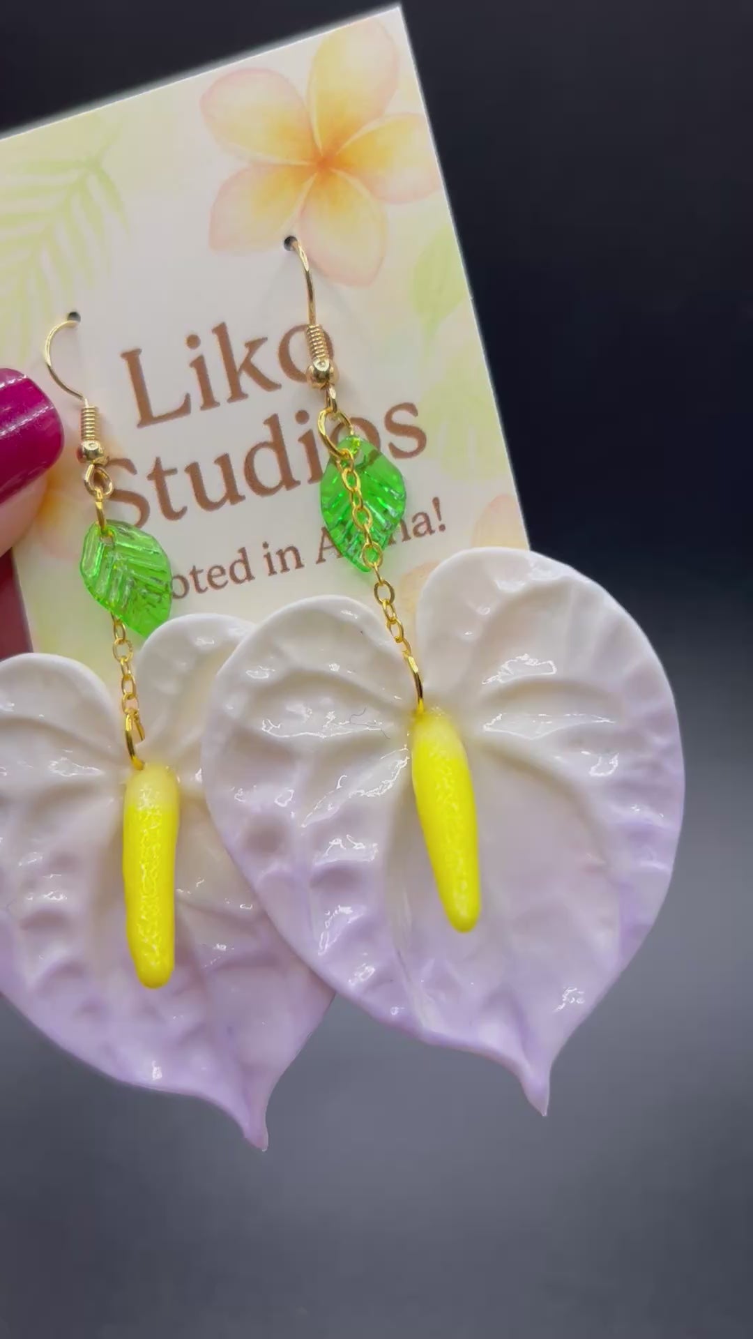 Anthurium Clay Earrings, Lilac