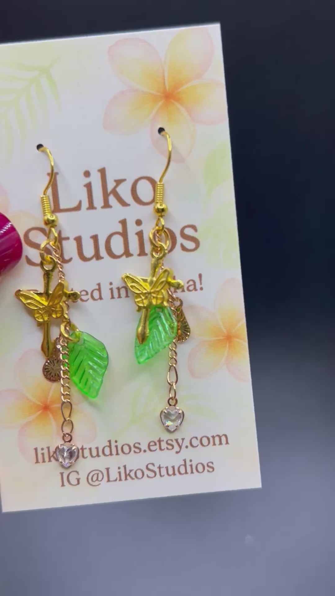 Cross & Sprout Dangling Earring Set